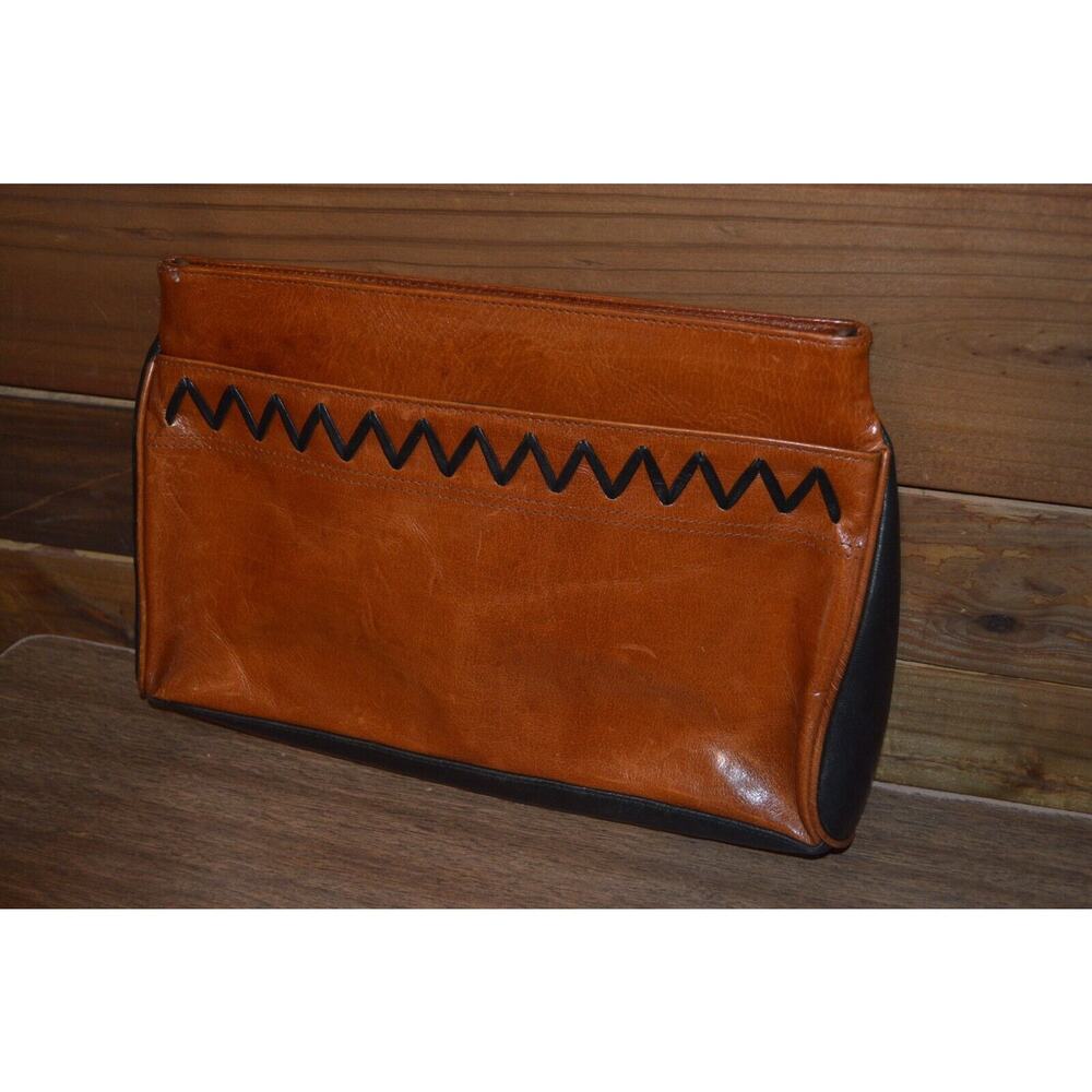 Portofino Collection Leather Clutch Brown‎